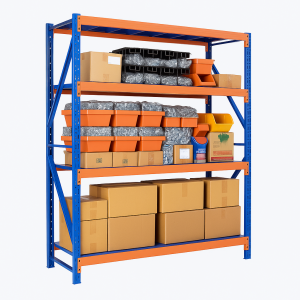 Kệ trung tải 250kg/tầng chụp nghiêng, hiển thị khung hàn và thanh beam.