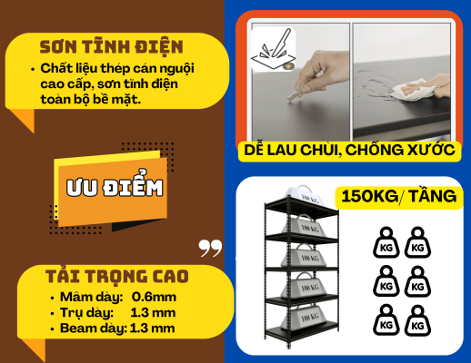 Thông số kỹ thuật kệ V gài MHBrothers