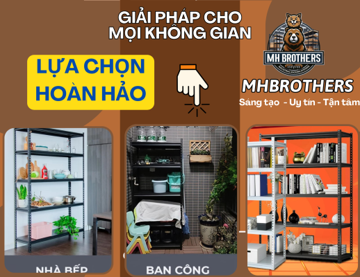 Kệ V gài MHBrothers trưng bày trong không gian nhà ở